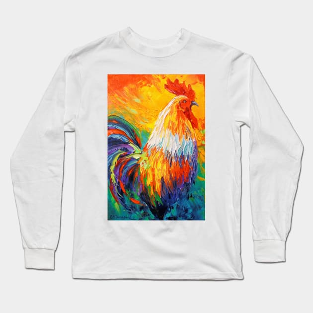 Rooster Long Sleeve T-Shirt by OLHADARCHUKART